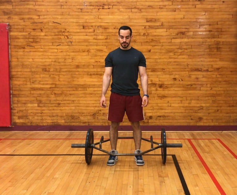 trap bar deadlift -standing inside the trap bar