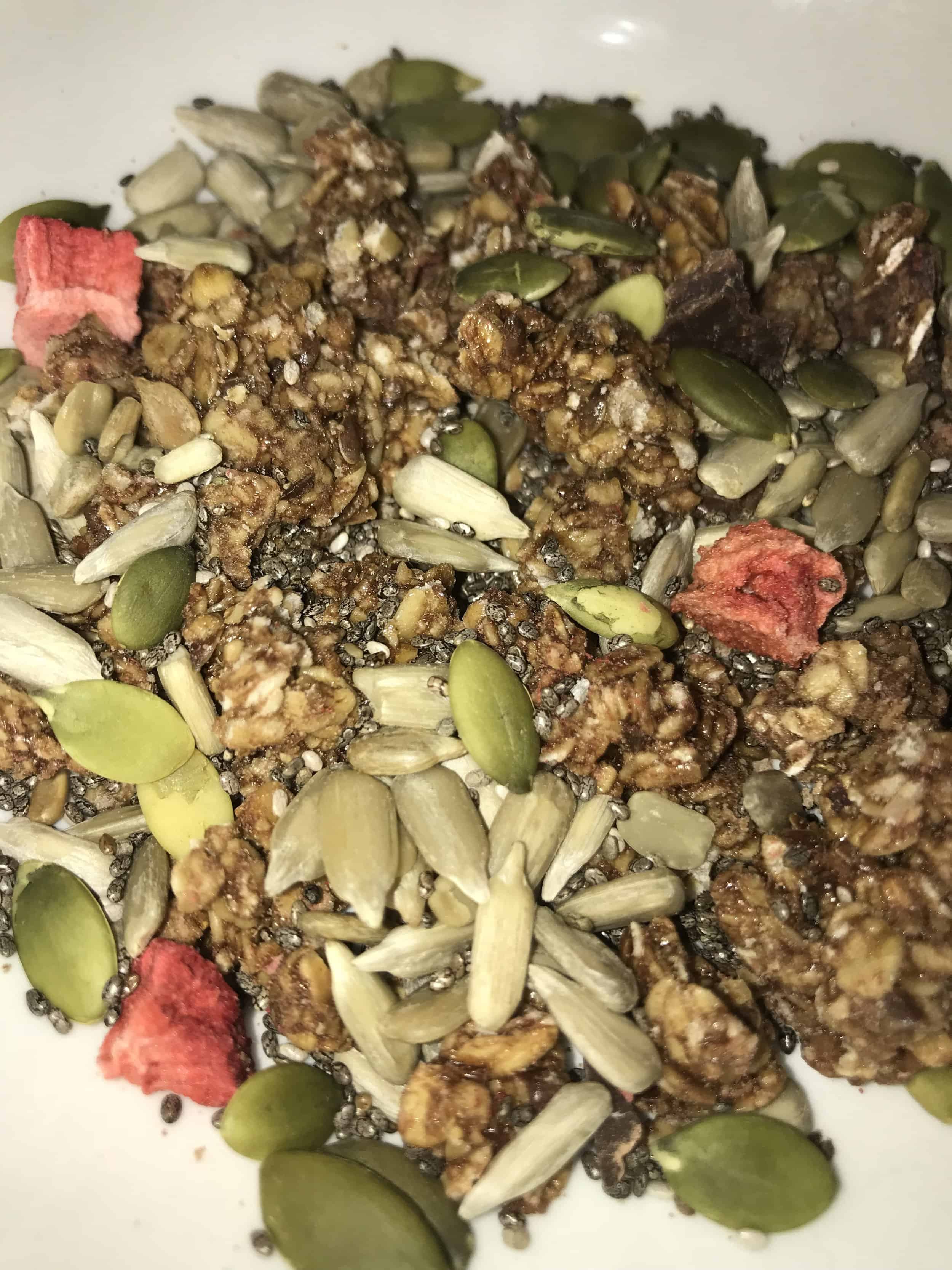 image of cereal mixed with many seeds: sunflower, pumpkin, chia
