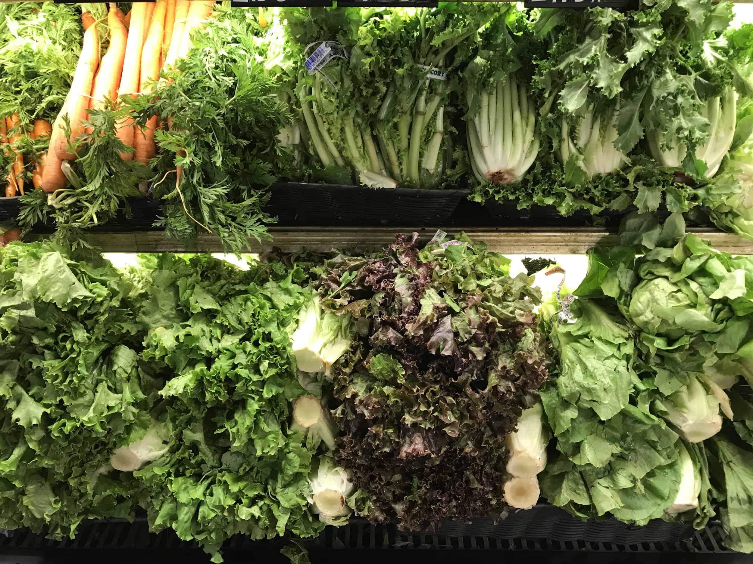 image of leafy green vegetables on shelf