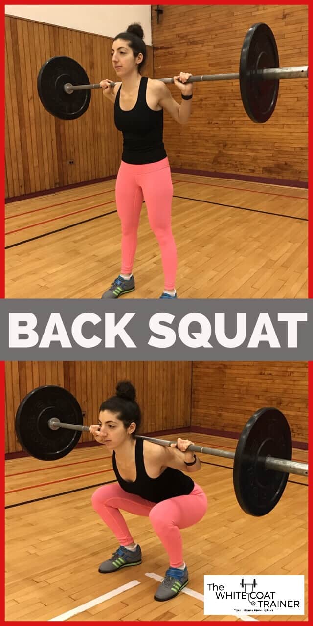 brittany squatting down with a barbell on her upper back