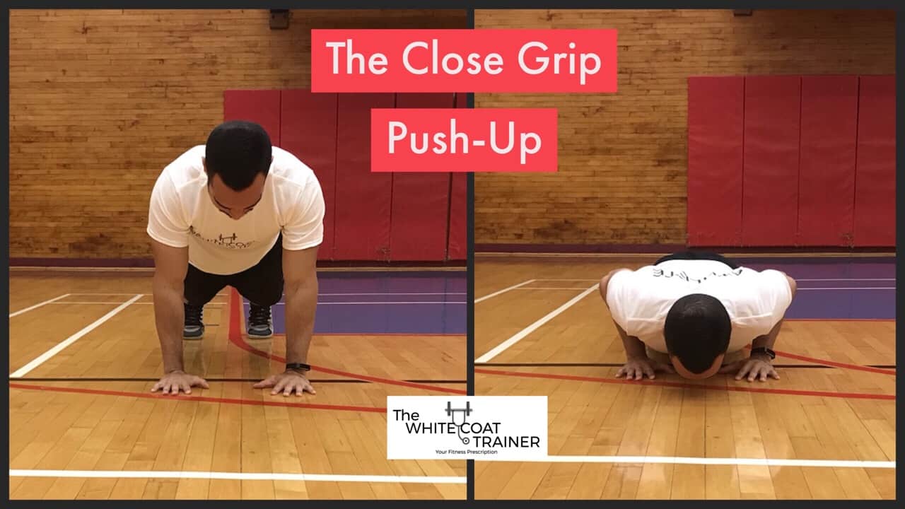 close grip pushup: Alex doing a pushup with his hands closer than shoulder width
