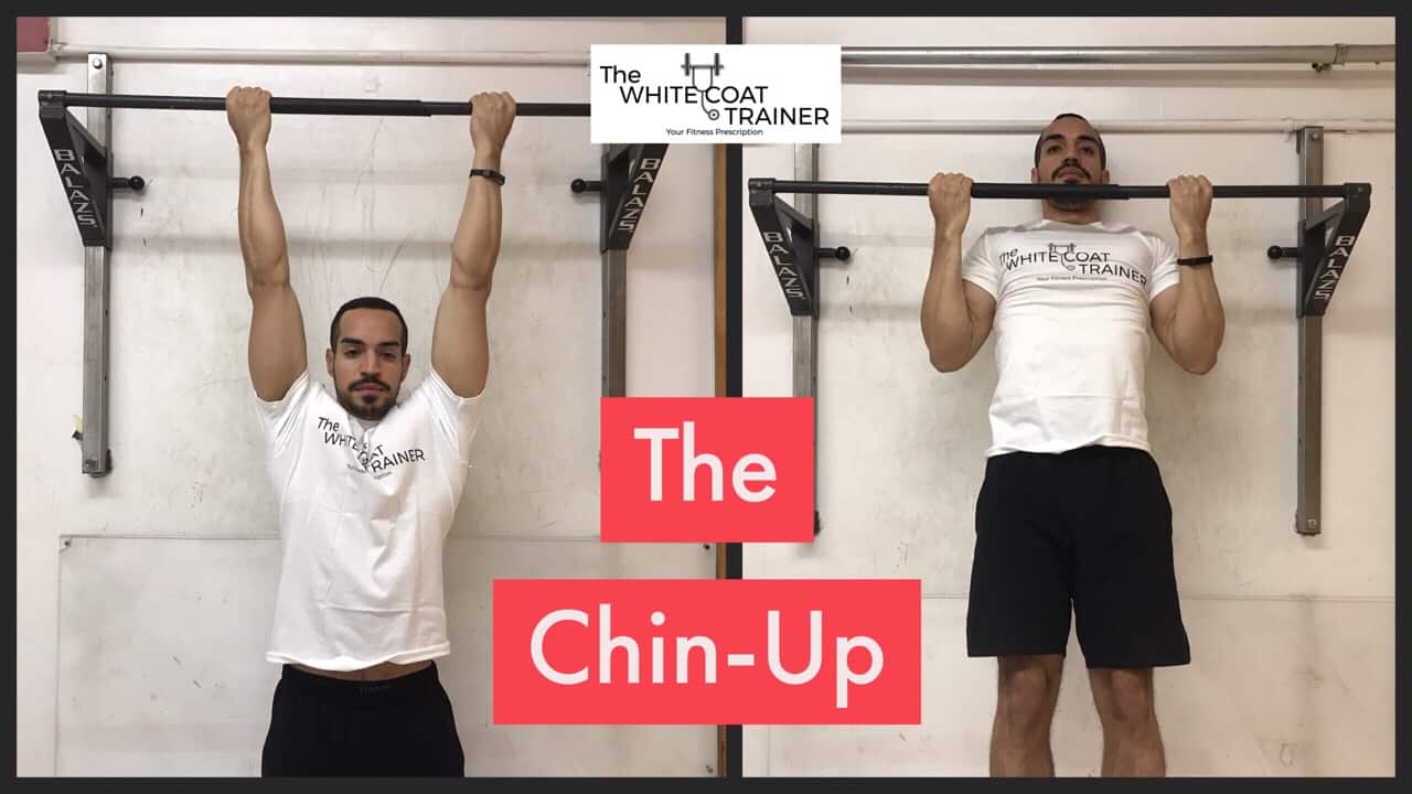 chin-up-exercise: alex doing a standard chinup with his palms facing him