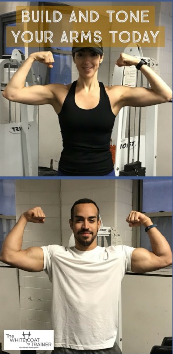 alex and brittany flexing their biceps