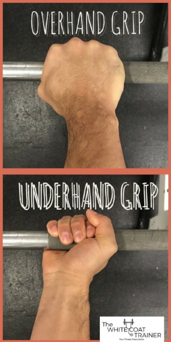 overhand grip, palm down: vs underhand grip palm up