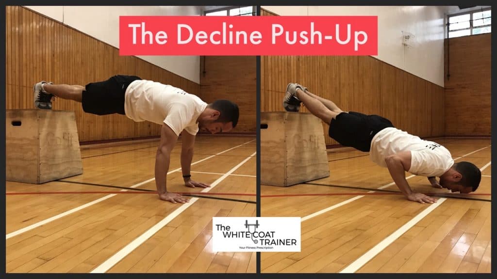 alex doing a pushup with his legs elevated on a box
