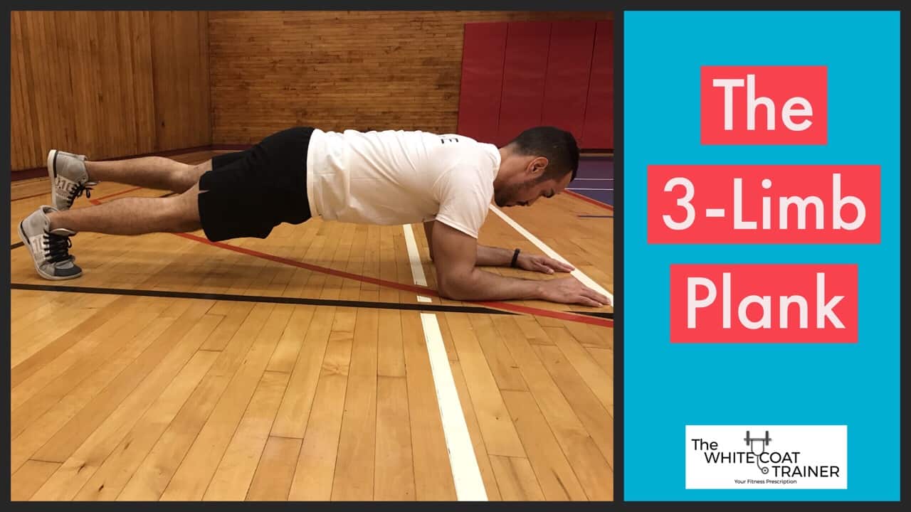 3-limb-plank: alex in a plank resting on his forearms lifting one leg off the floor