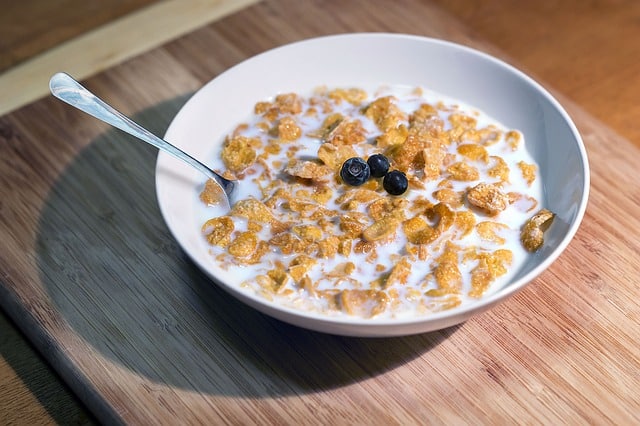 picture of cereal bowl with milk