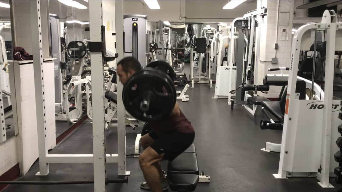 middle position of the box squat exercise