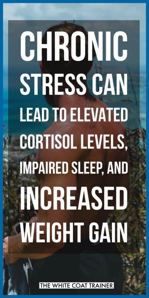 CHRONIC STRESS CAN LEAD TO ELEVATED CORTISOL LEVELS. IMPAIRED SLEEP, AND INCREASED WEIGHT GAIN