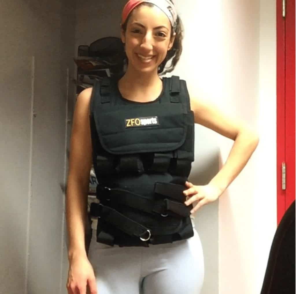 brittany wearing a weight vest -home-gym-equipment