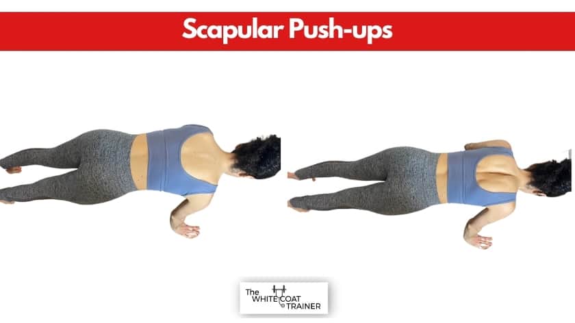 scapular-push-ups- brittany is a push up position retracting and protracting her scapula