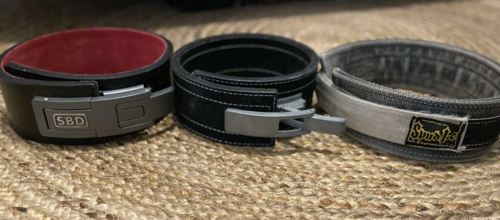 picture of three types of weightlifting belts